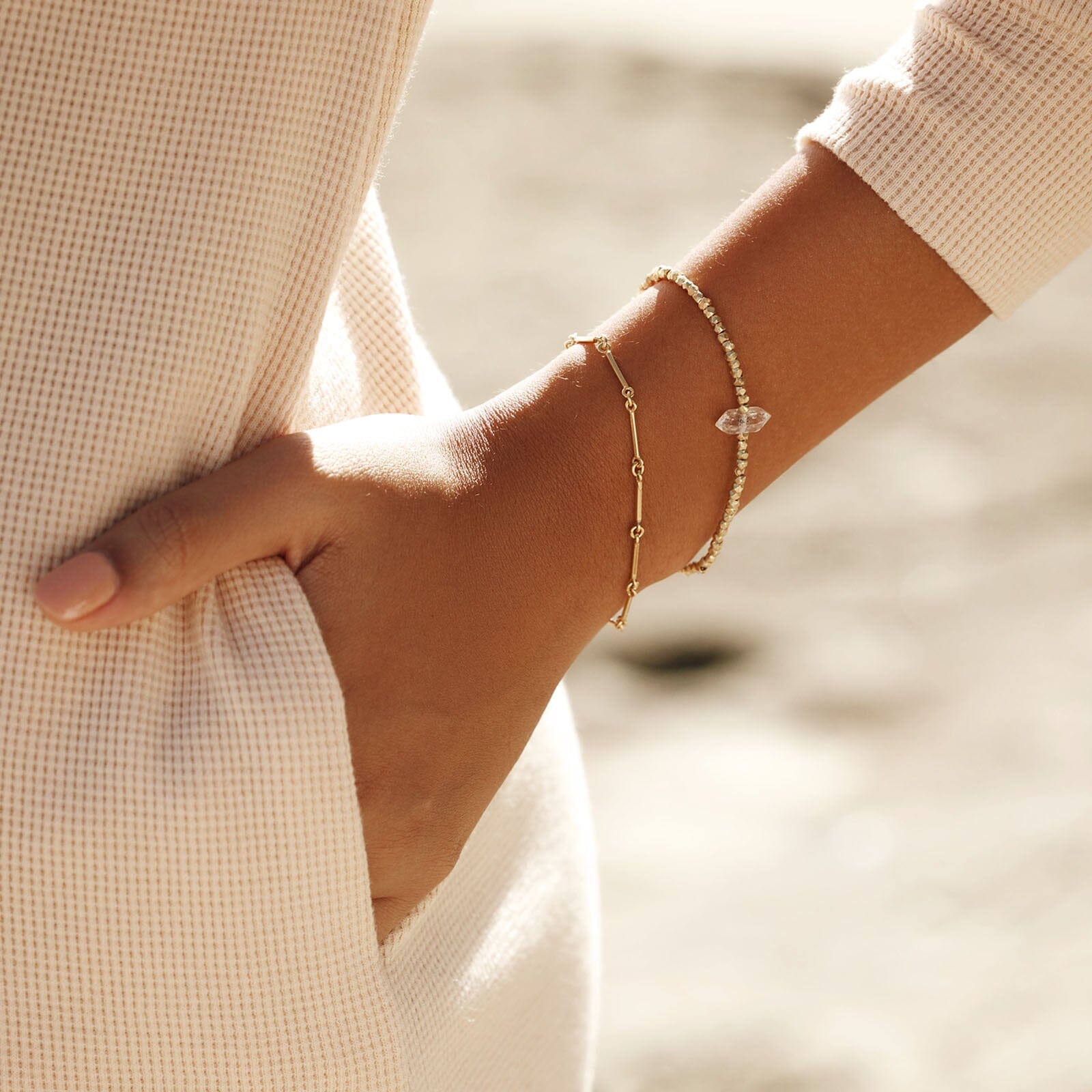 Herkimer Stretch Bead Bracelet - Image 4