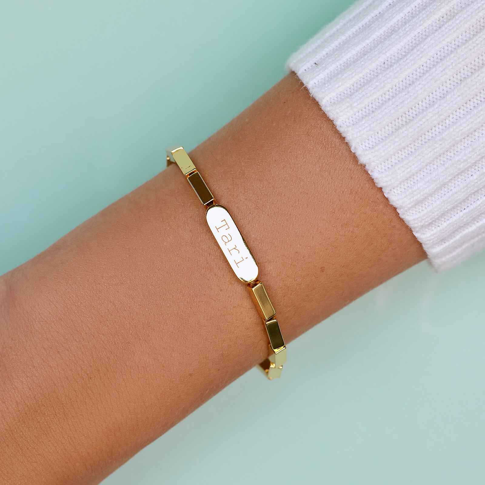Engravable Rectangle Bead Stretch Bracelet - Image 11