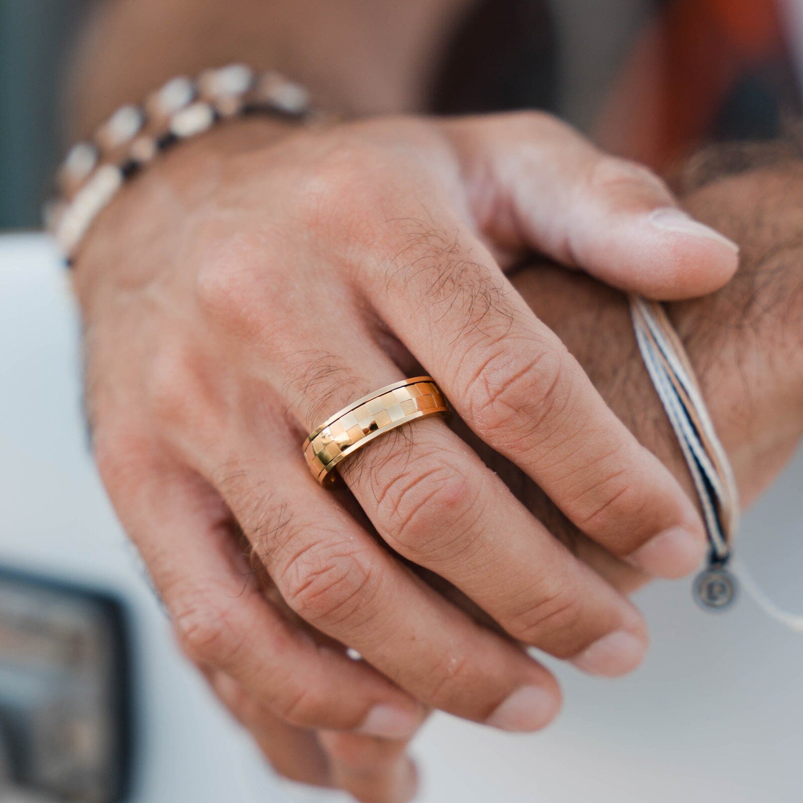 Gold Check Fidget Ring - Image 2
