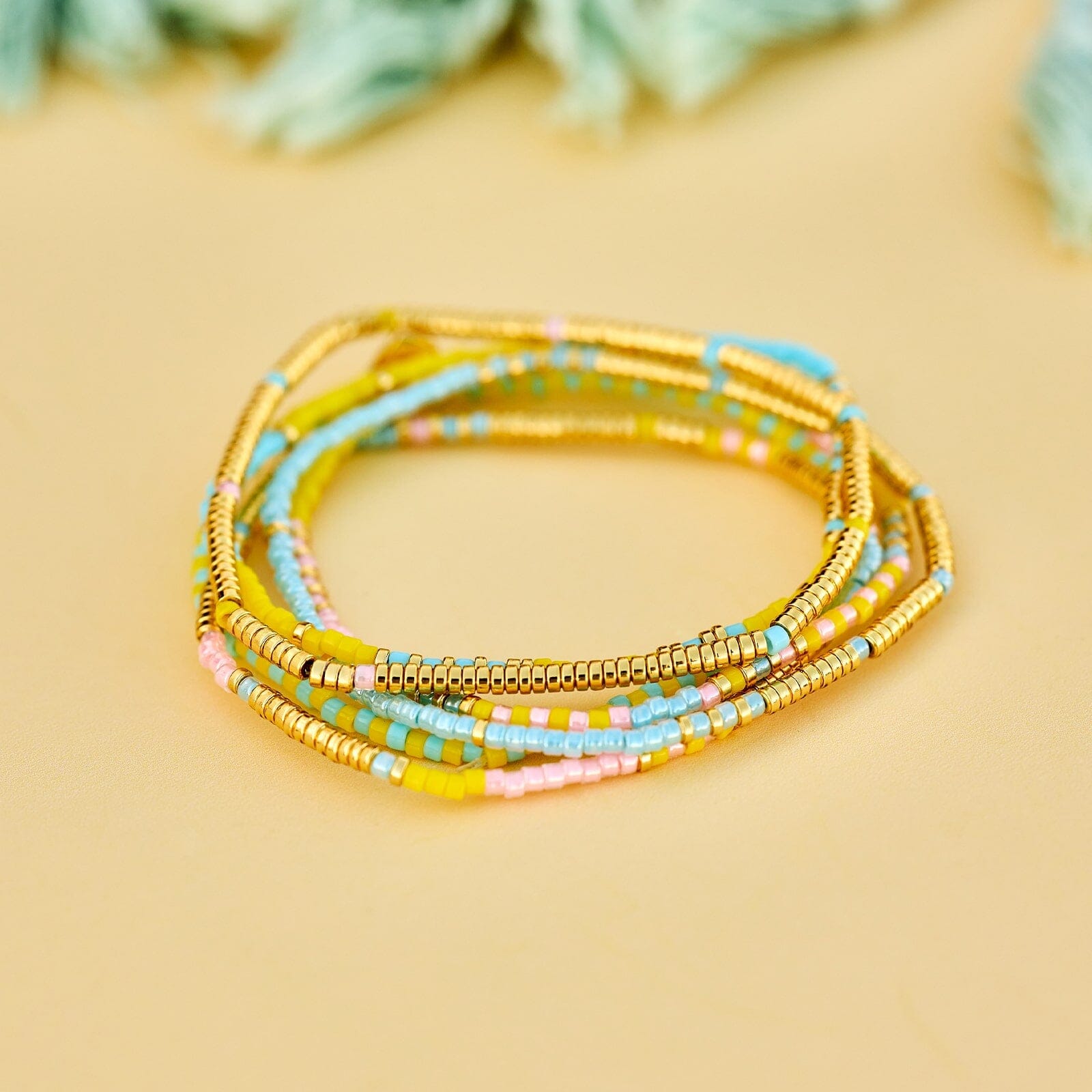 Mixed Bead Sunset Beach Stretch Bracelet Set of 8 - Image 3