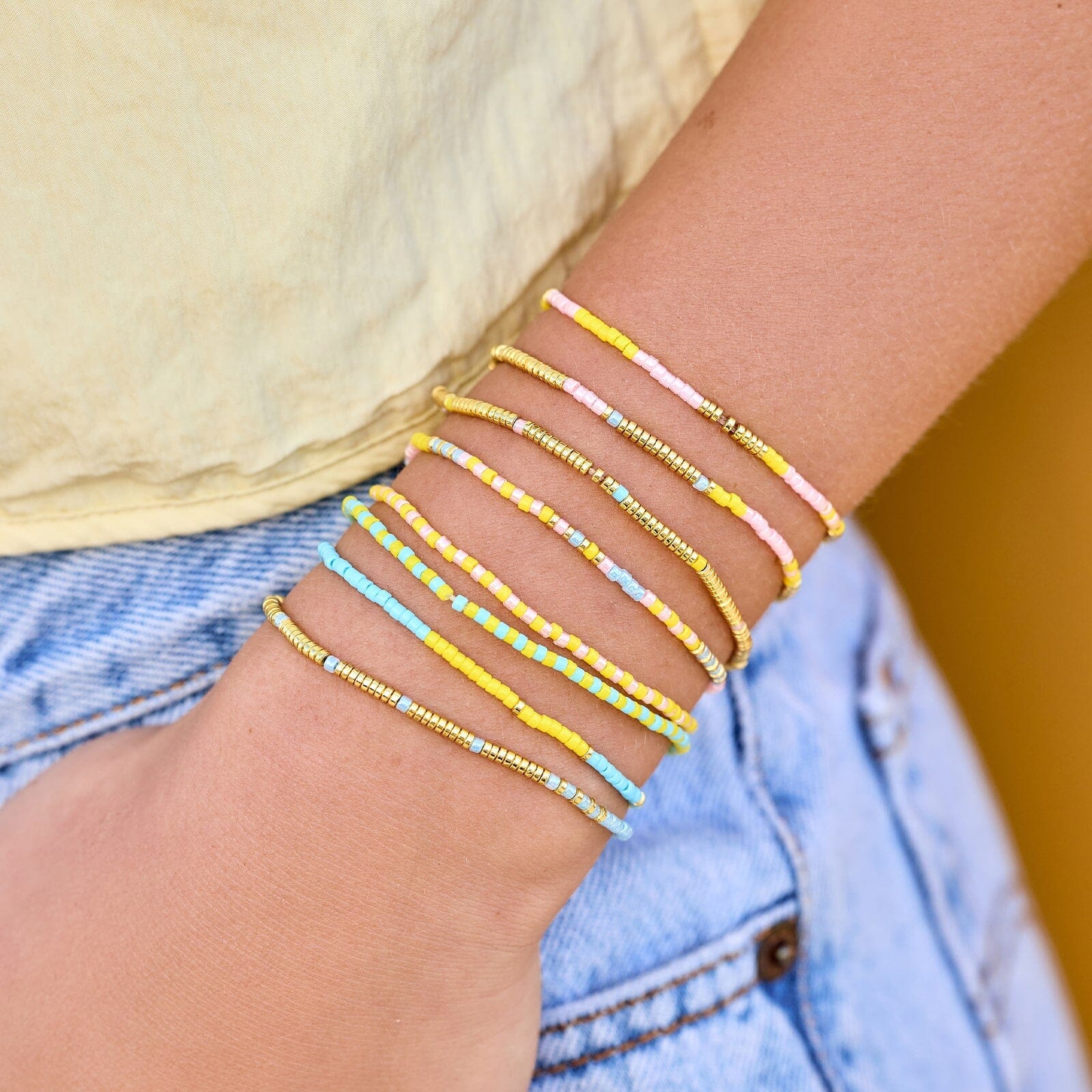 Mixed Bead Sunset Beach Stretch Bracelet Set of 8 - Image 4