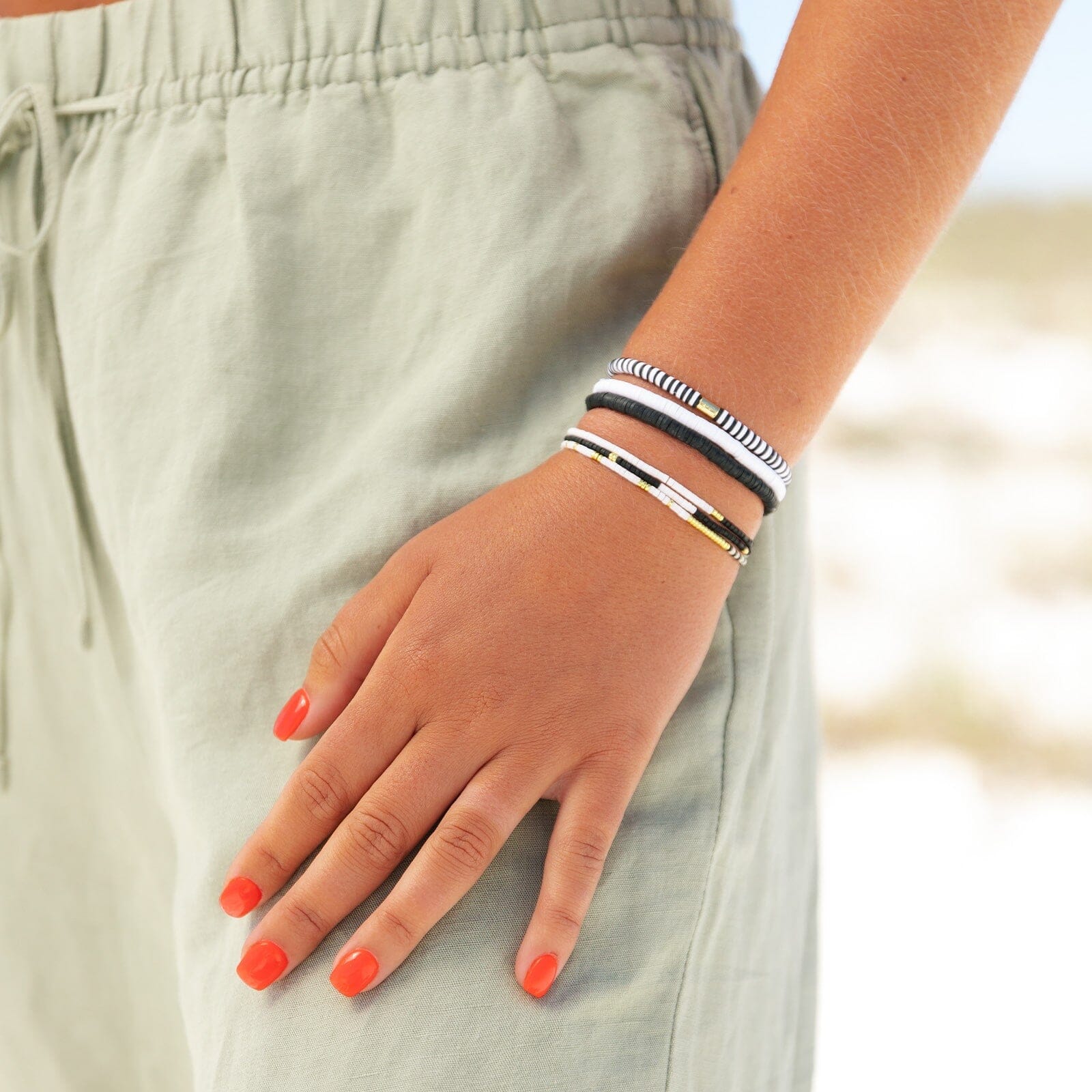 Monochrome Stretch Bracelet Set of 3 - Image 5