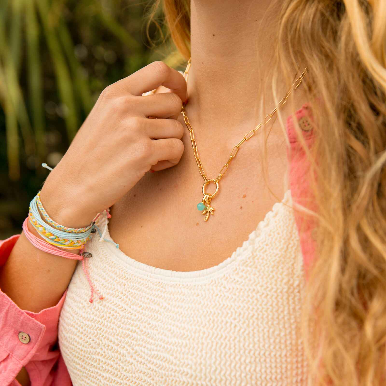 Harper Round Charm Chain Necklace - Image 7
