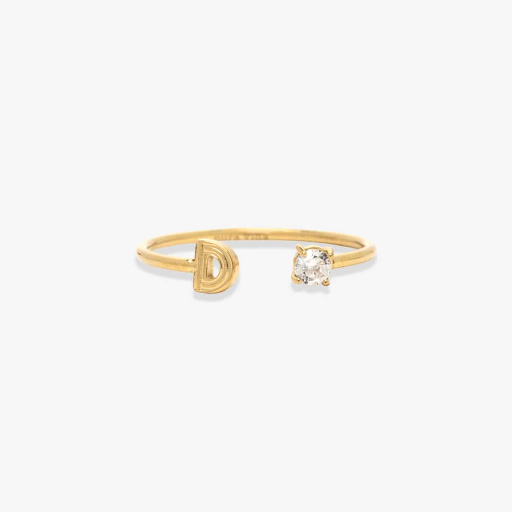 Initial Stone Open Ring - Image 25