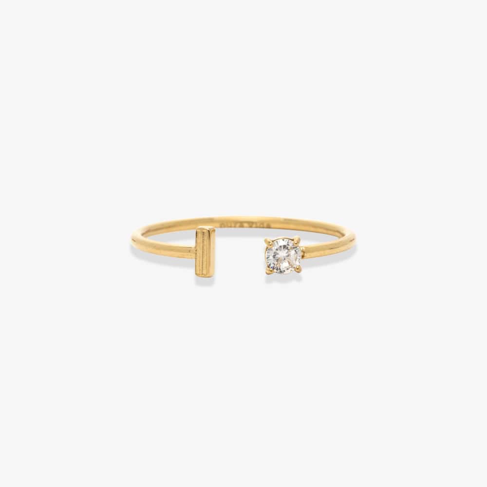 Initial Stone Open Ring - Image 30
