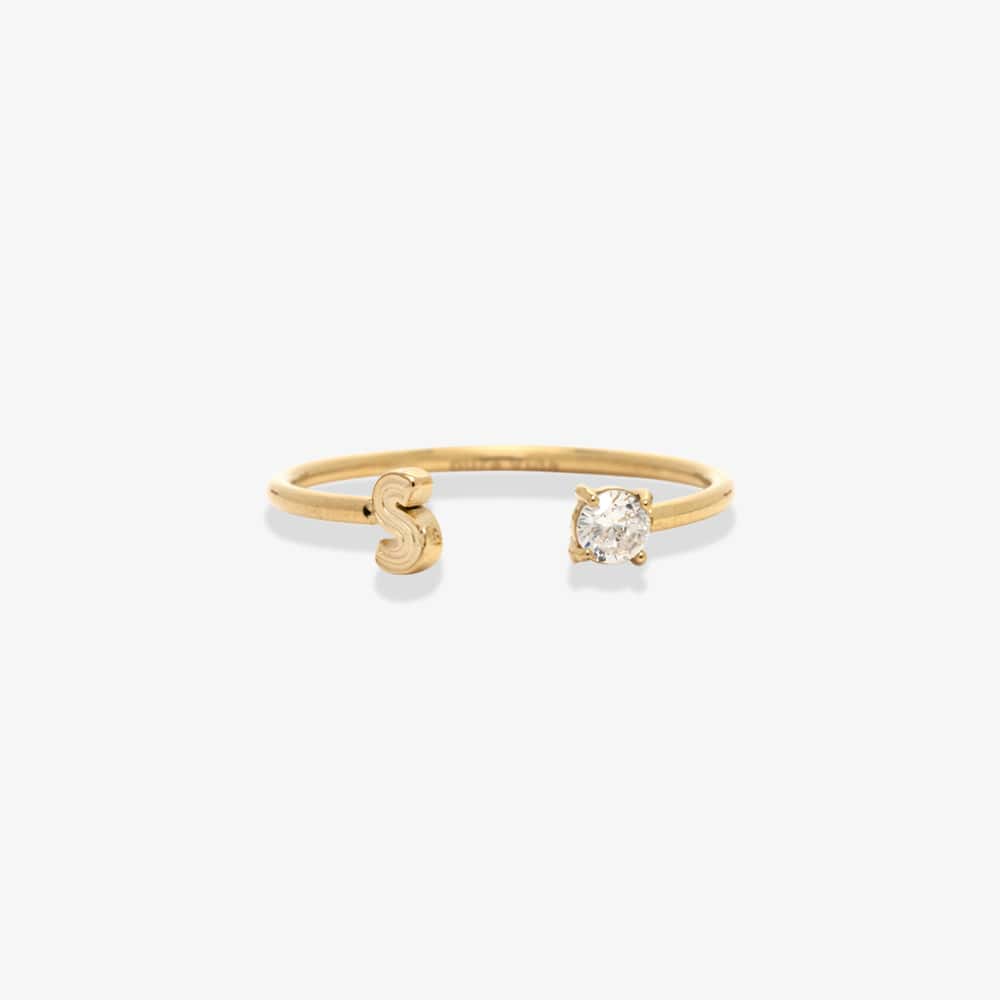 Initial Stone Open Ring - Image 14