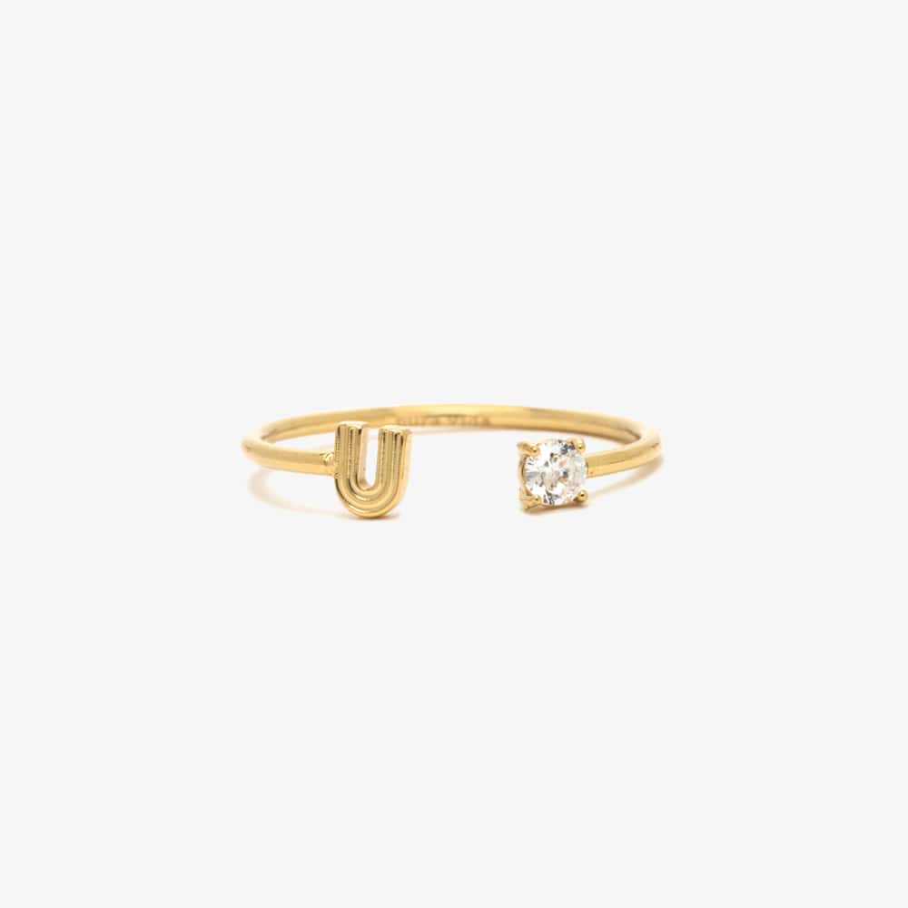 Initial Stone Open Ring - Image 16