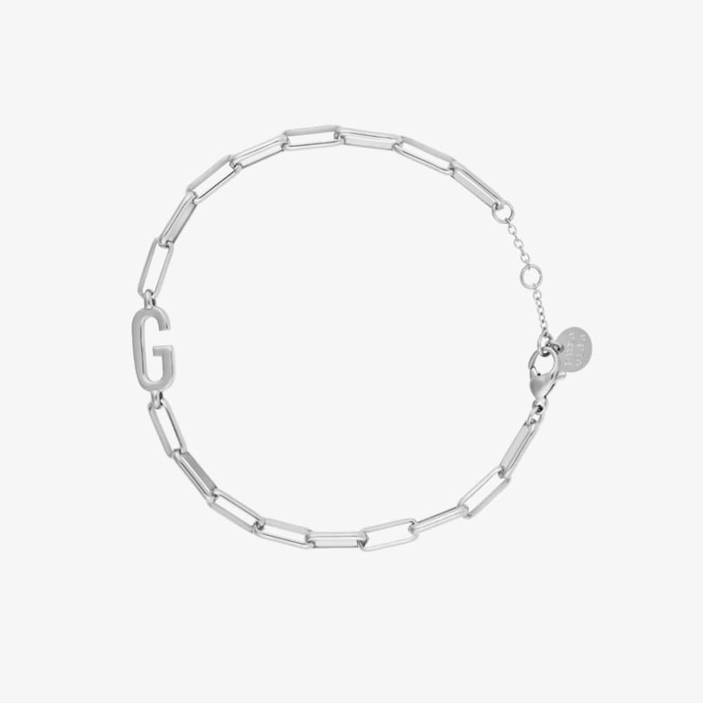 Silver Initial Paperclip Chain Bracelet - Image 11
