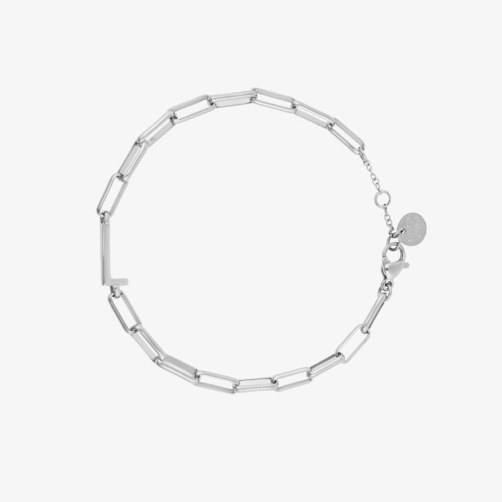 Silver Initial Paperclip Chain Bracelet - Image 13