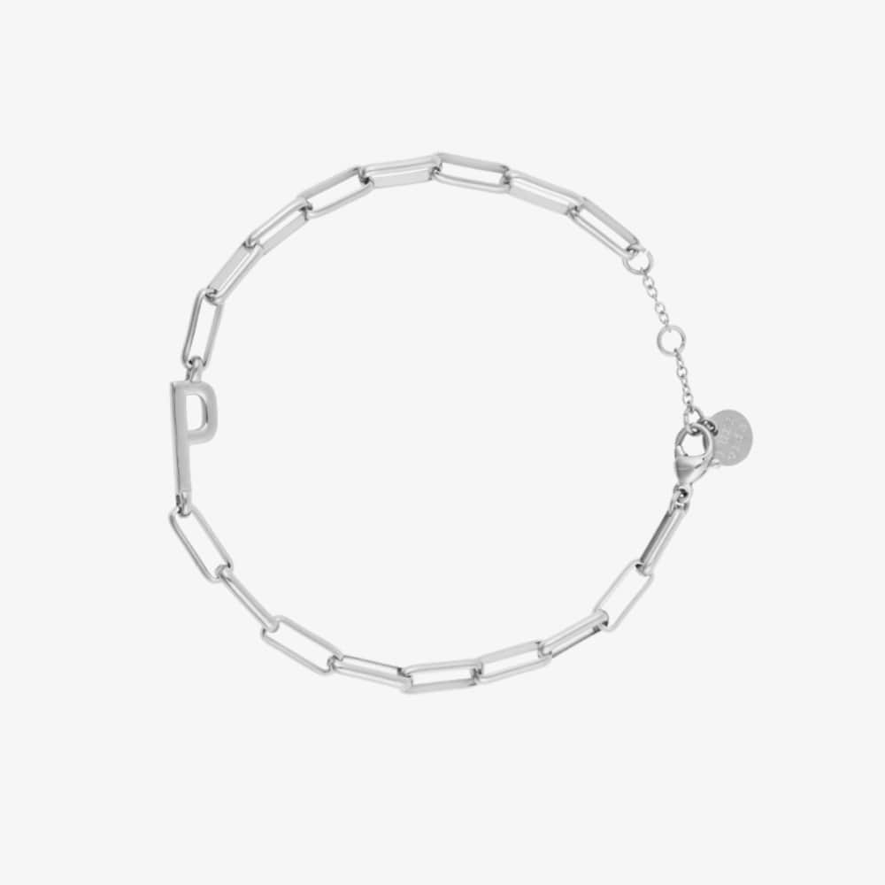 Silver Initial Paperclip Chain Bracelet - Image 3