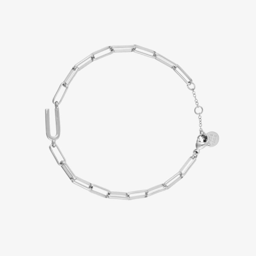 Silver Initial Paperclip Chain Bracelet - Image 4