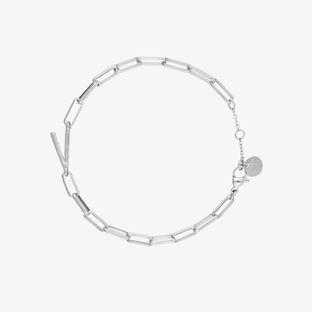 Silver Initial Paperclip Chain Bracelet - Image 5