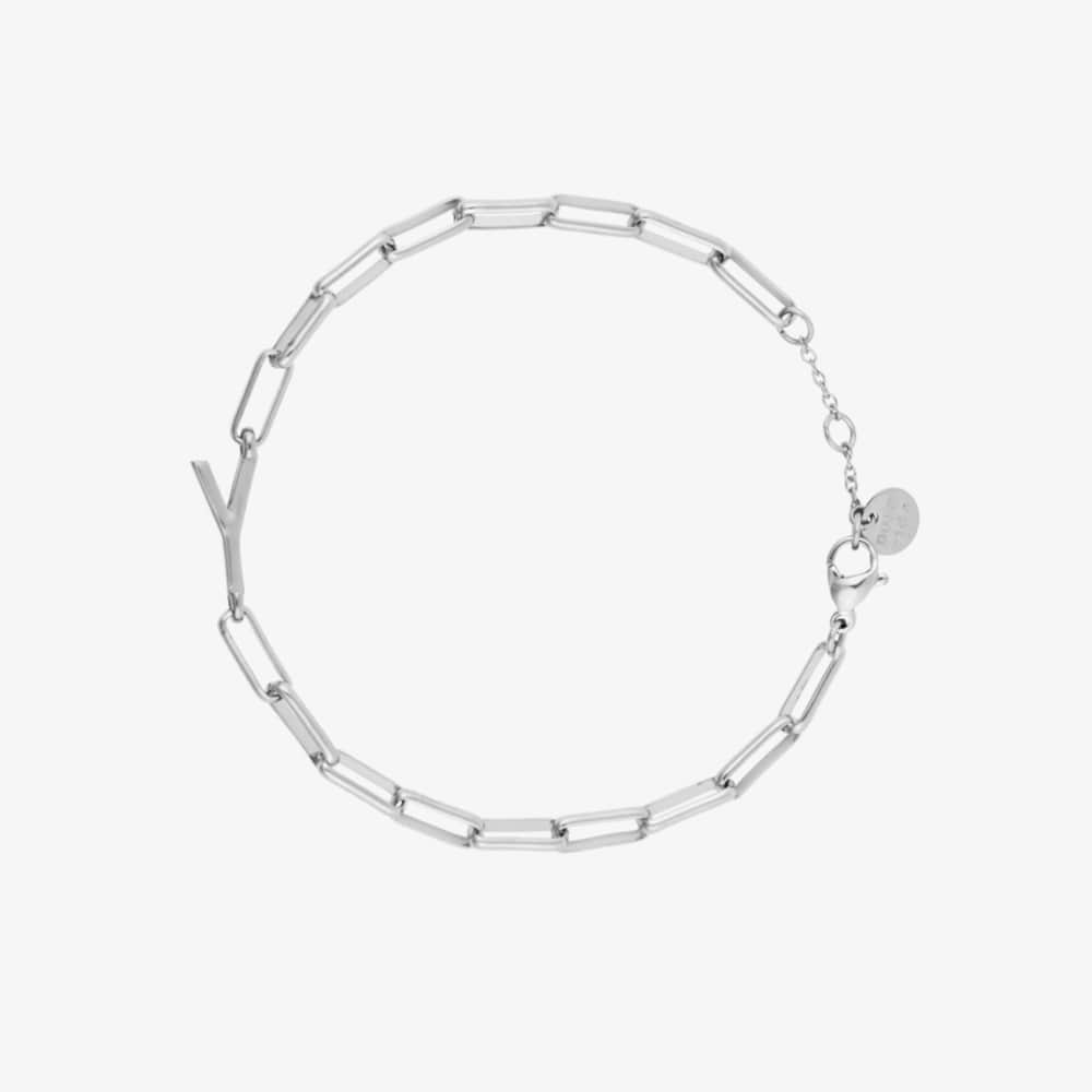 Silver Initial Paperclip Chain Bracelet - Image 7